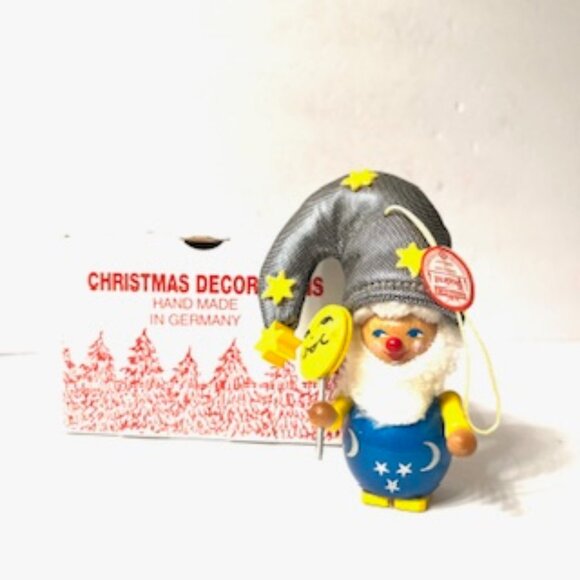 VTG Steinbach Germany Wooden Ornament, Sun & Moon Wizard - Picture 1 of 6